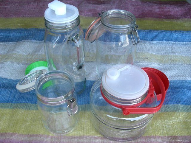 * super-discount prompt decision * fruits sake / plum wine container ( bin ) various 4 point set (USED) glass *