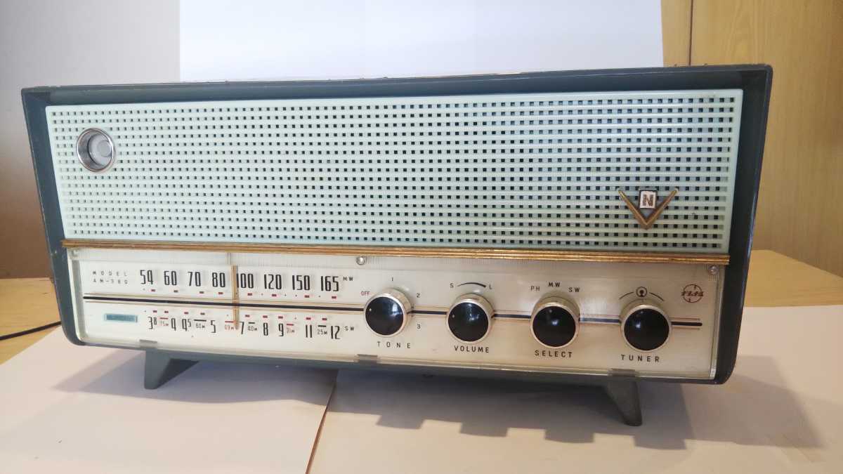 値下げナショナル真空管ラジオ、AM-380（1959年、昭和34年式）、不動品。_画像1