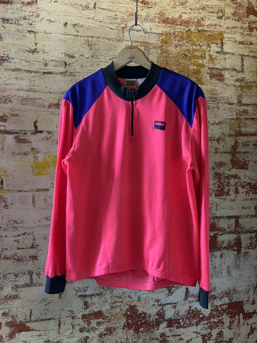 90s NIKE CYCLING SHIRT HALFZIP ナイキ サイクリングシャツ ハーフジップ 長袖Tシャツ 90年代 銀タグ ネオンカラー アメカジ 80s 送料無料_画像1