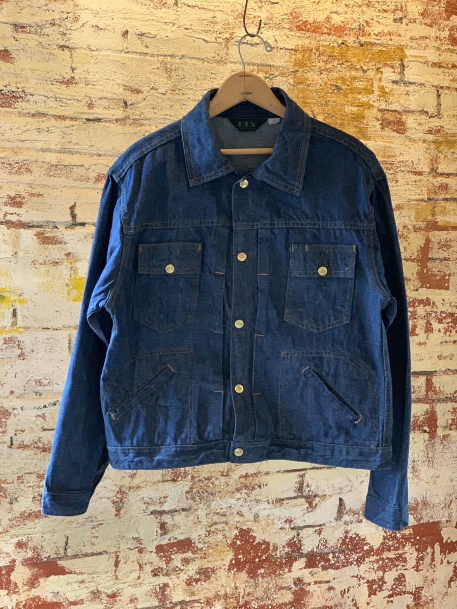 ~70s ELY DENIM JACKET ONE WASHED ヴィンテージ ビンテージ デニムジャケット ワンウォッシュ 真紺 44 XL アメカジ 60s 送料無料_画像1