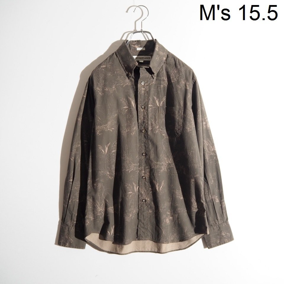 M3152P ▼INDIVIDUALIZED SHIRTS インディビジュアライズド▼ tan forest ボタニカルプリント ボタンダウンシャツ カーキ 15.5 春~秋 mks_画像1