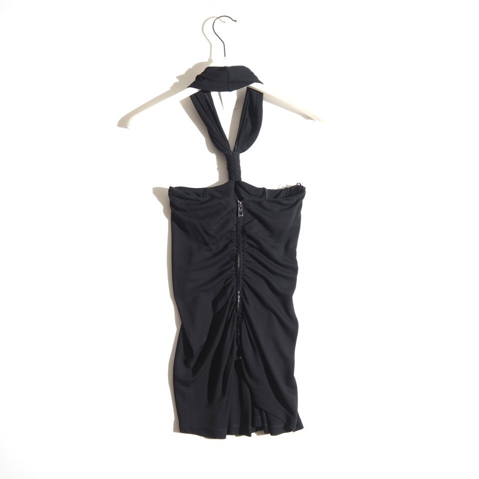 P1765P ▼LOEWE ロエベ▼ HALTERNECK TOP ジョーゼット ノット ホルターネック トップス ブラック 34 / S359Y07X23 黒 ブラウス 春夏 mks_画像4