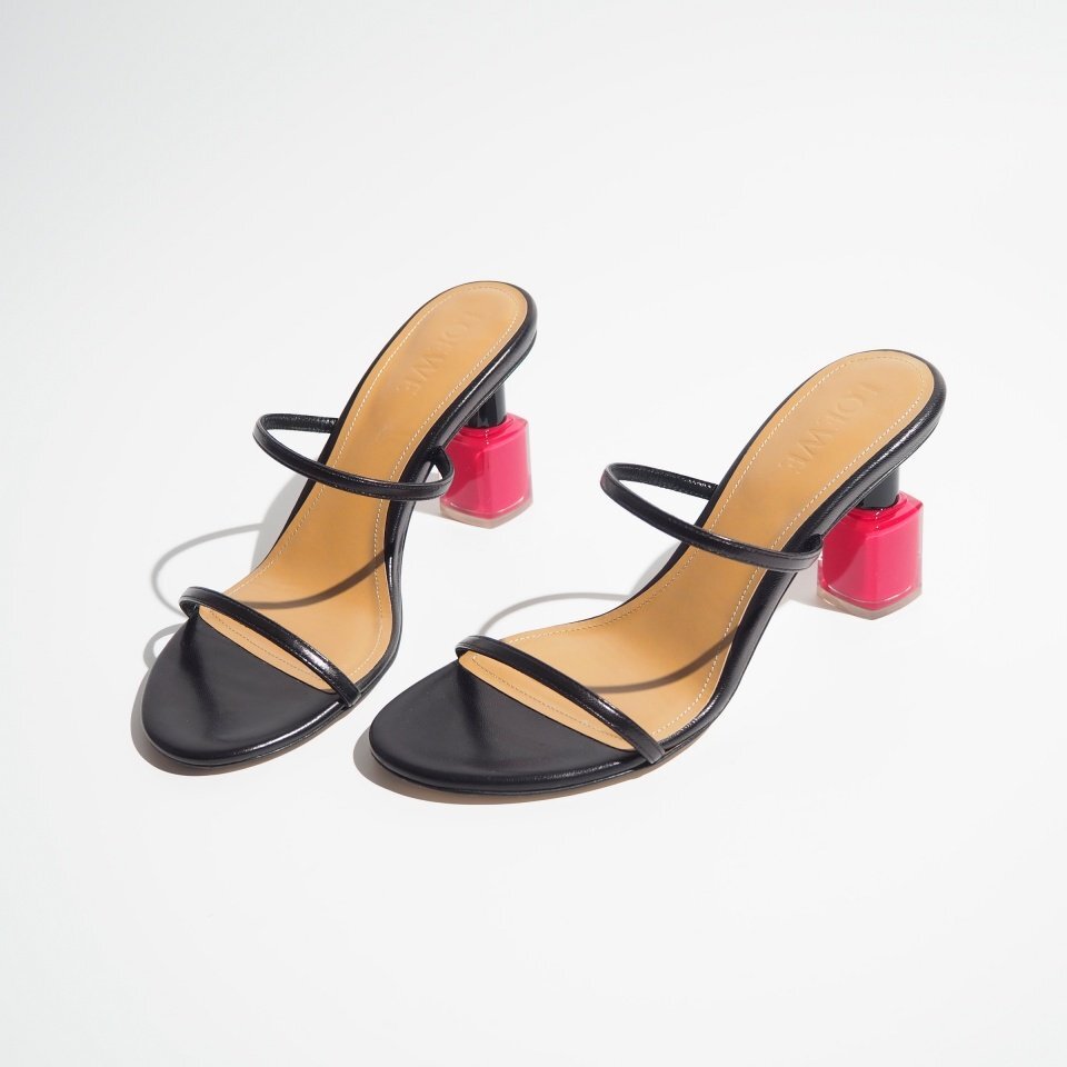 R6652P ▼LOEWE ロエベ▼ NAIL POLISH ネイルポリッシュ サンダル ブラック 38(24cm) / L814465X16 マニキュアヒール 春夏 mks_画像2