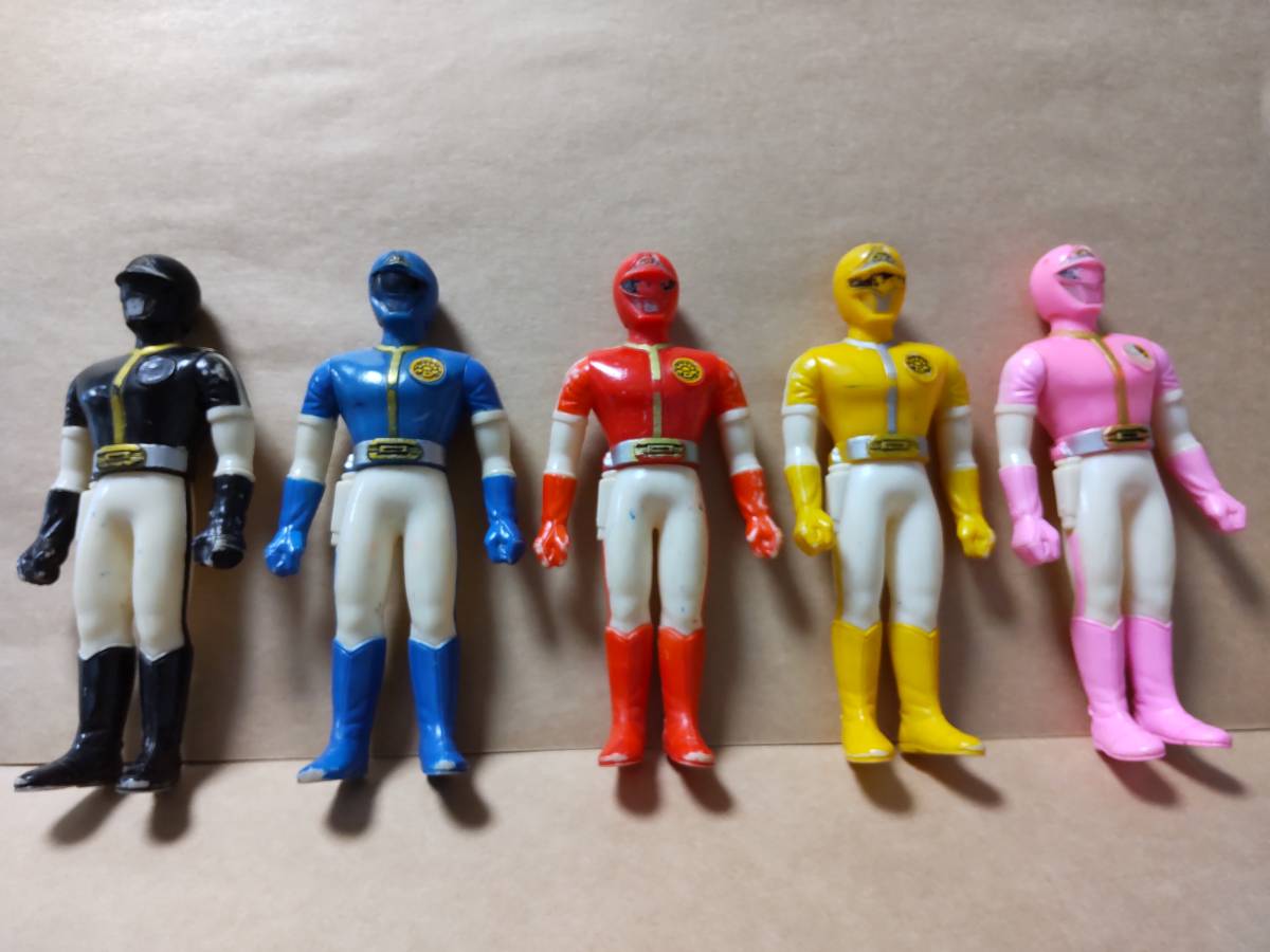 ポピー 科学戦隊ダイナマン ダイナレッド ブラック ブルー イエロー ピンク ソフビ 1983年 当時物 5体セット