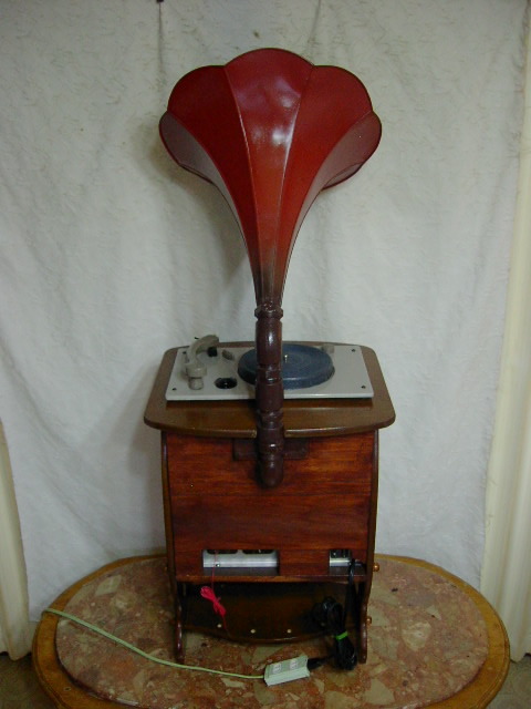  antique & art!! exterior original work service being completed working properly goods nanao( NANAO*Model N-6 number ) made trumpet & vacuum tube type Old electric gramophone 