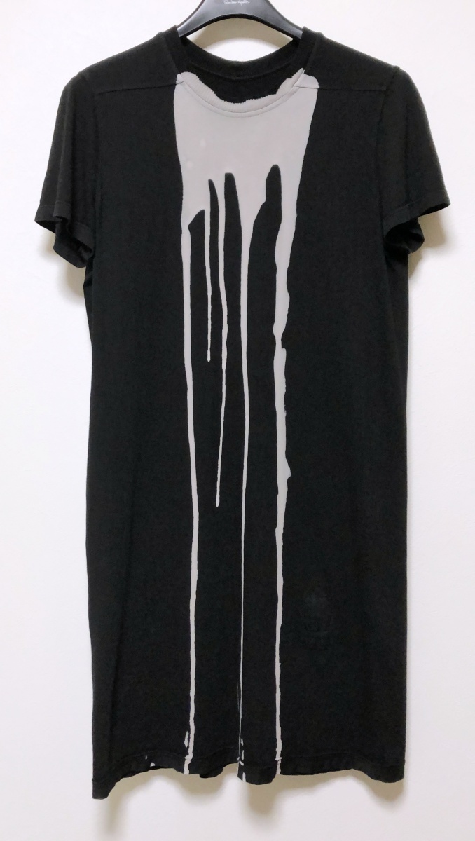 リックオウエンス Rick Owens DRKSHDW ダークシャドウ 16AW WOVEN T-SHIRT レベル プリント Tシャツ ブラック 黒 DU16F8255-RNV　ゲロT