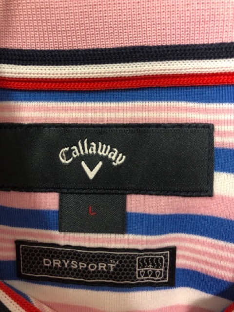 ◆Callaway キャロウェイ ゴルフ ポロシャツ マルチカラーボーダー L ドライ素材の画像5