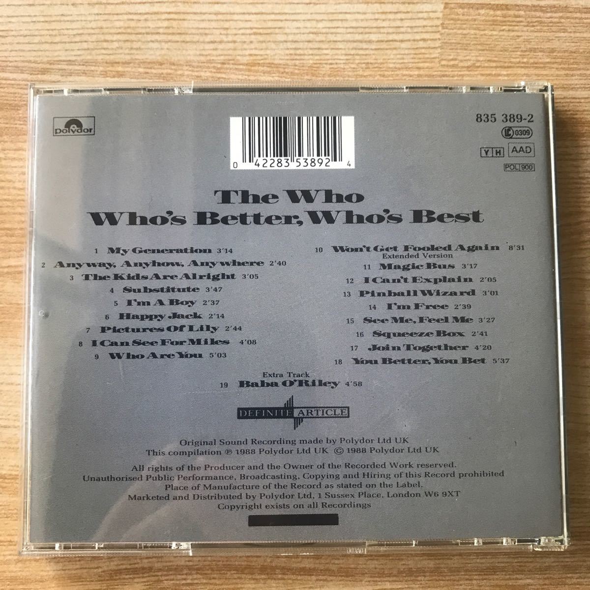 ザ・フー The Who / Who's Better Who's Best 輸入盤