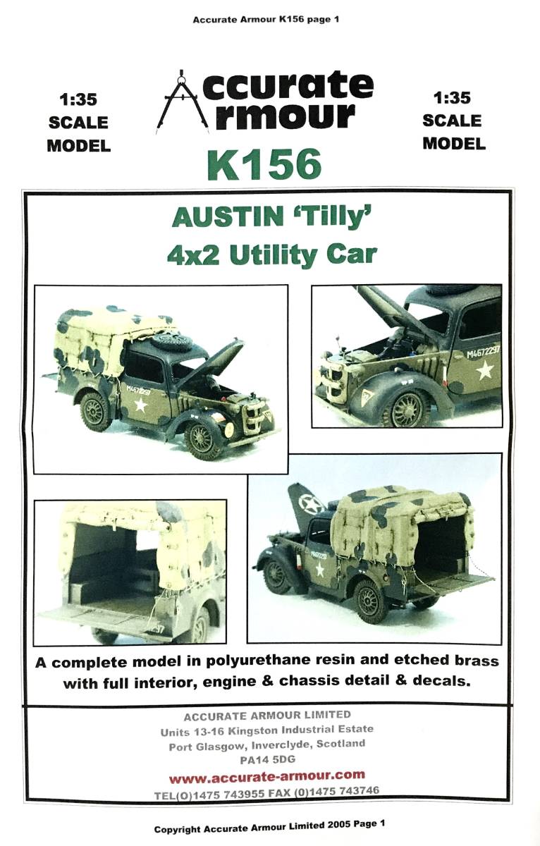 ■ Accurate Armour アキュリット アーマー 【希少】 1/35 Austin Tilly 4x2 Utility Truck オースチン ティリー トラック K156_画像6