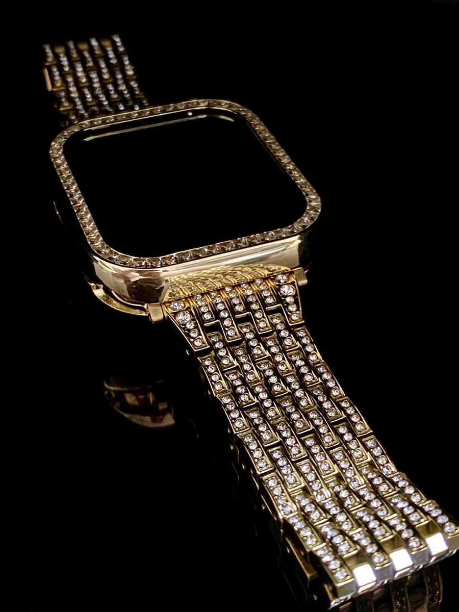 44mm exclusive use Apple watch custom bezel cz diamond cover belt set newest fastest New model Gold Speed shipping postage included 