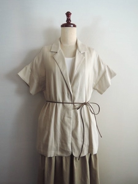 BEAMS LIGHTS Beams laitsulinen.. collar jacket fake leather belt attaching beige size 38