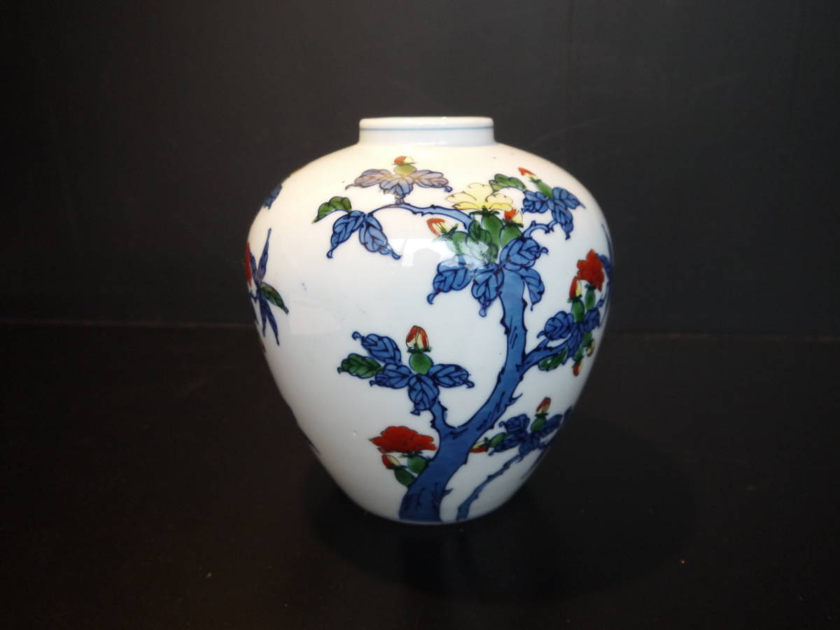 A10703】館林源右衛門染錦花瓶花入花器飾り壷美品| JChere雅虎拍卖代购