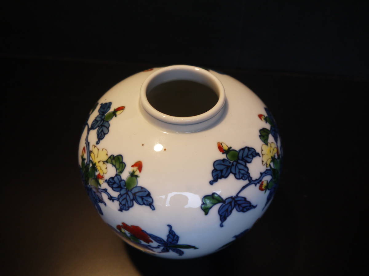 【A10703】館林源右衛門 染錦 花瓶 花入 花器 飾り壷 美品_画像4