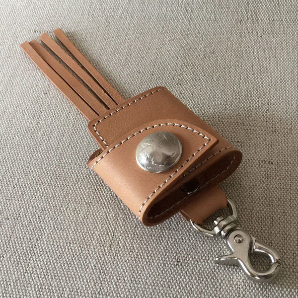 * 1980 jpy uniformity * Indian key case key holder Conti .5 cent coin handmade natural cow leather cow leather unbleached cloth tongue 