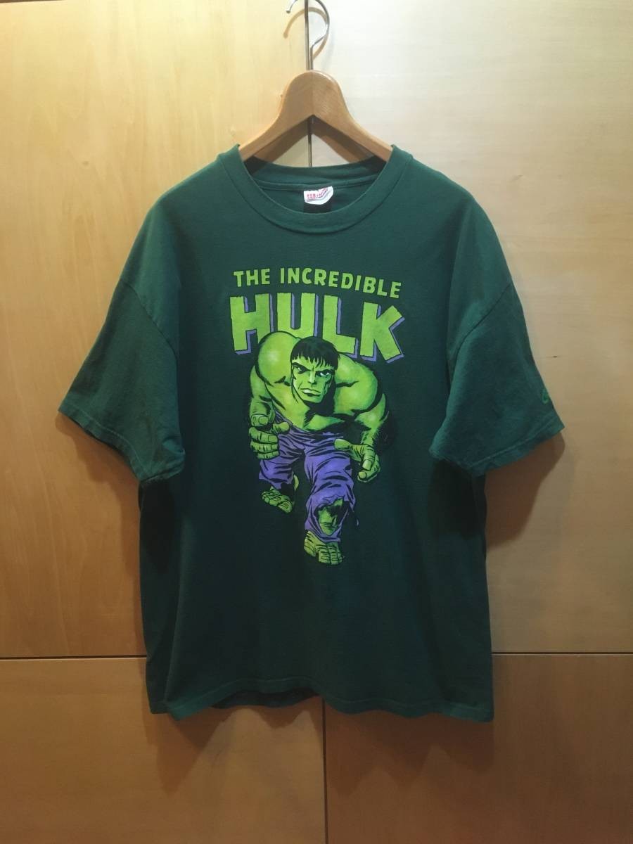 人気の春夏 MARVEL 古着 HULK 緑 ビンテージ 90s USA アメコミ