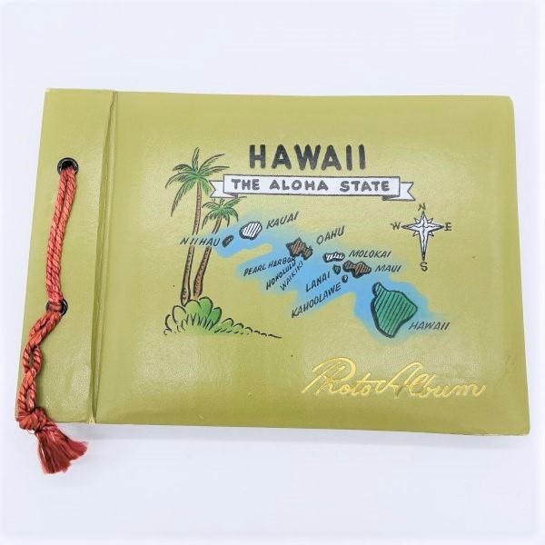 K825*1950s*vintage* photo album * photograph inserting * storage * Hawaii * book * menu table * store * display * antique * art * holder *