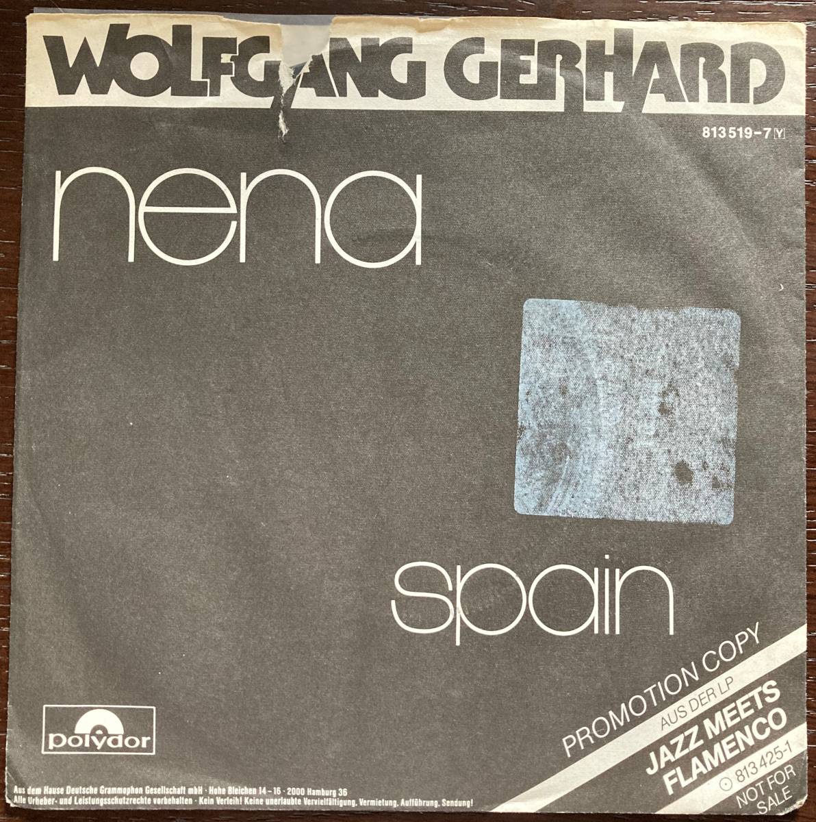 レア！ 哀愁のフラメンコギター・ディスコ【Germany盤/プロモ7”】Wolfgang Gerhard ー Nena_画像1