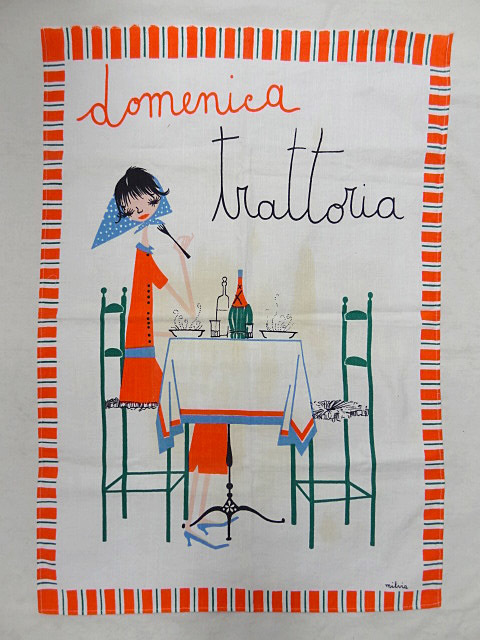  Vintage artist illustration print total pattern linen Cross cloth cloth table interior display multicolor flax rare rare 