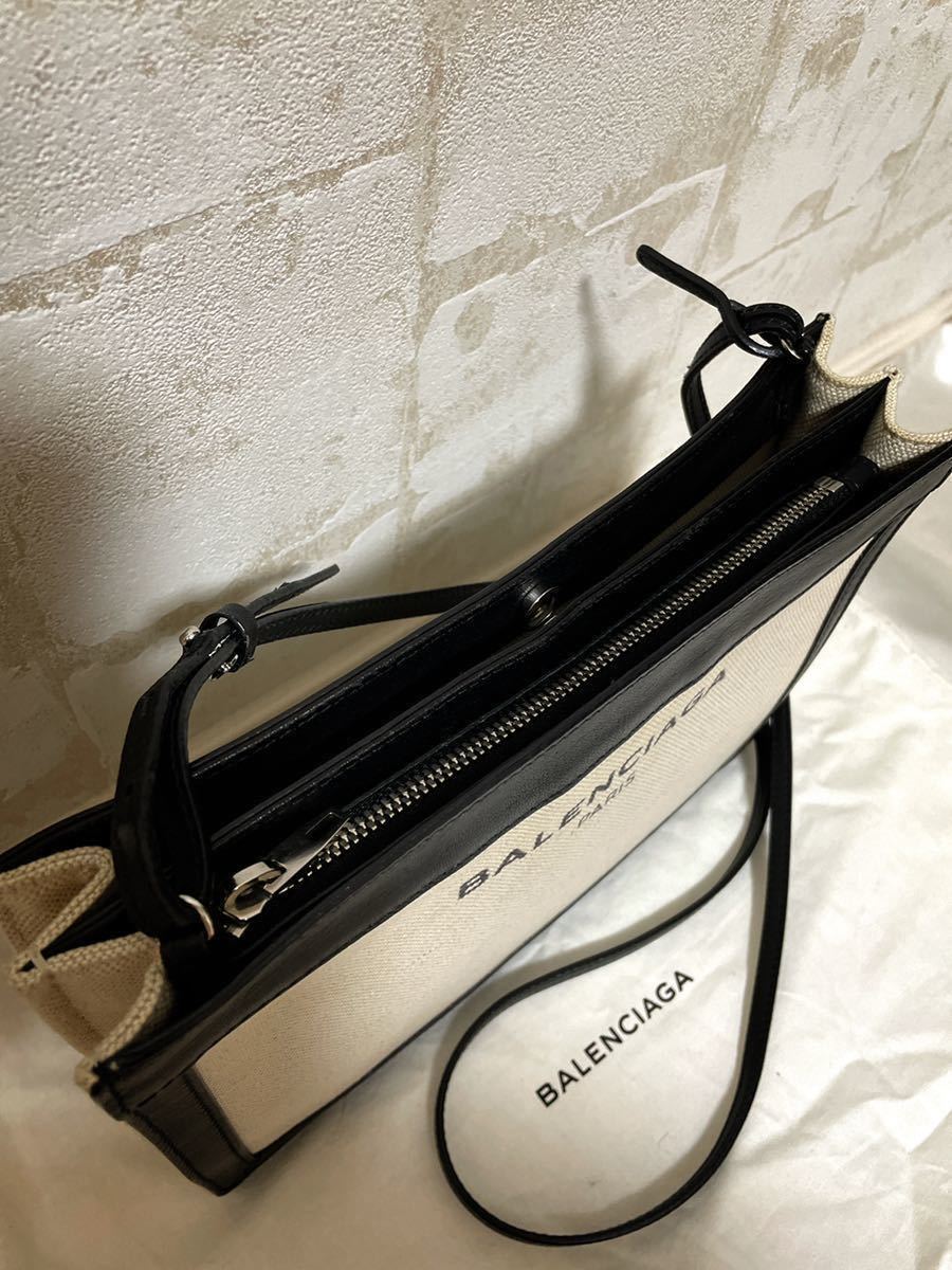 BALENCIAGA バレンシアガ ネイビーポシェット キャンバス×レザー