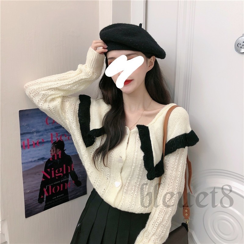 Paypayフリマ 人気 ニット フリル 白 襟付き レディース 韓国 オルチャン Paypayフリマ 人気 ニット フリル 白 襟付き レディース 韓国 オルチャン