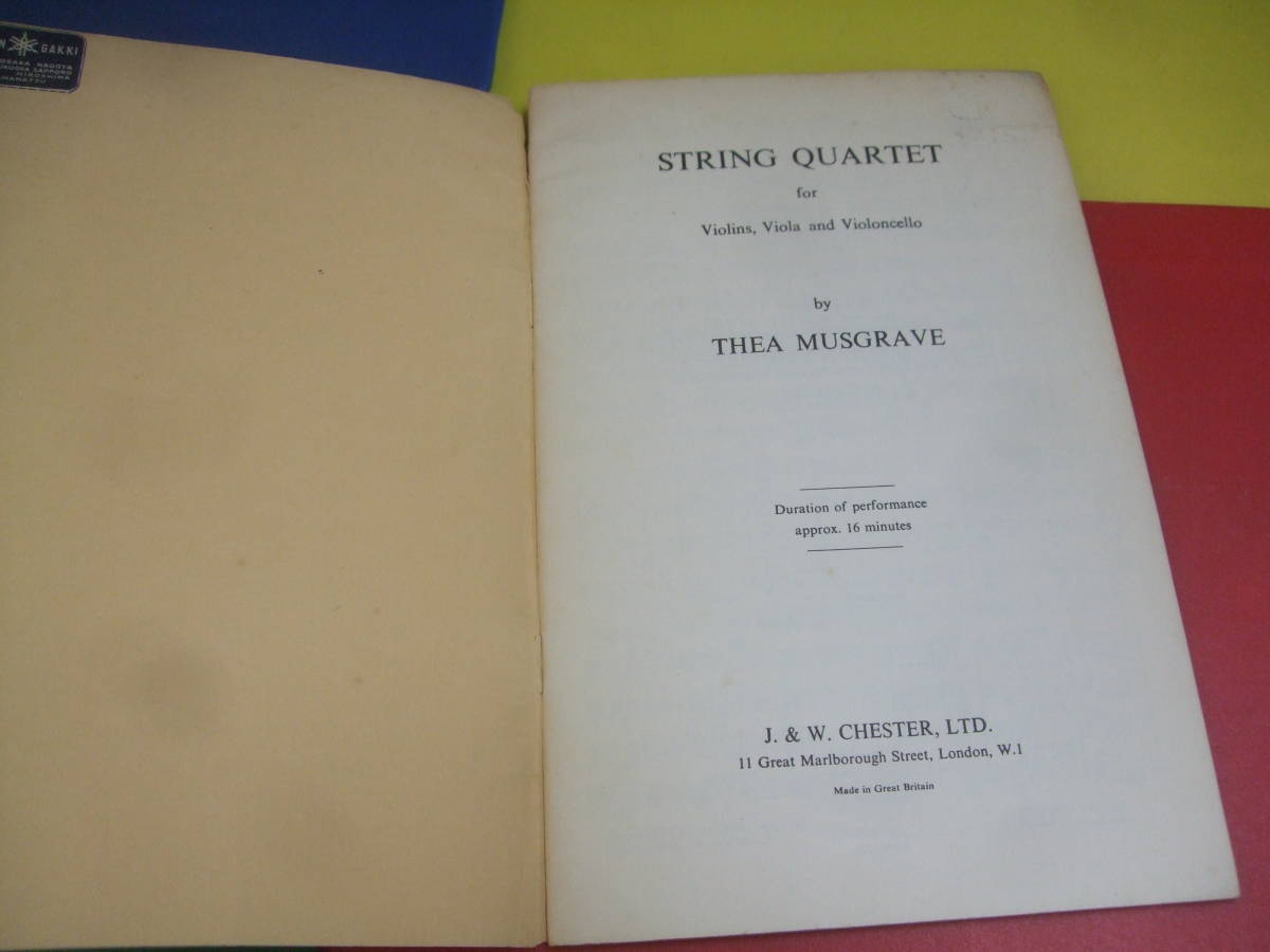  import musical score string comfort four -ply ./thea Musgravetea* trout gray b/STRING QUARTET score only 