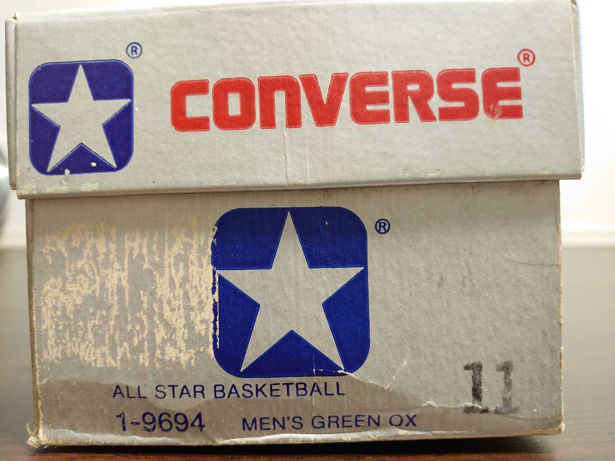 デッドストック コンバース オールスター OX グリーン us:11 ビンテージ USA製 80s　オリジナル CONVERSE ALL STAR 当て布 ステッチ付き_画像10