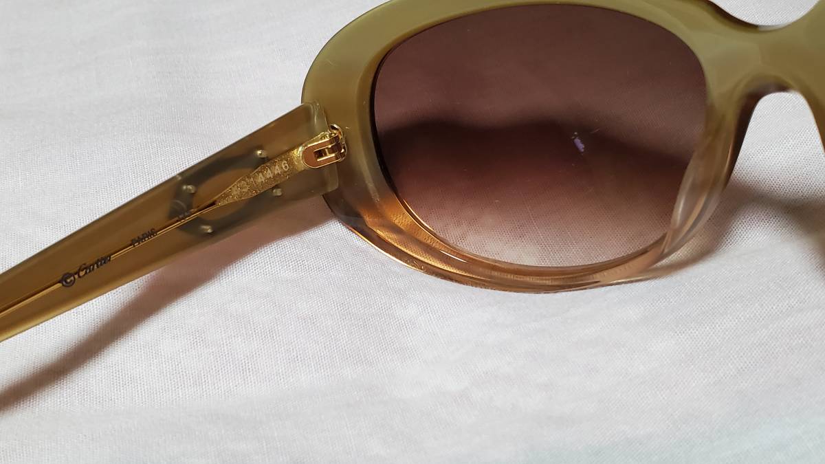 正規美 カルティエCartier クラシック Cデコール サングラス茶 ロング
