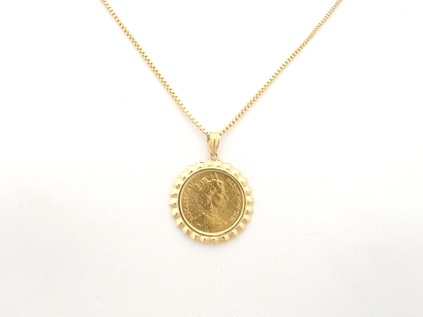 ネックレス K18 イエローゴールド 金貨 コインペンダント付き 1/10oz