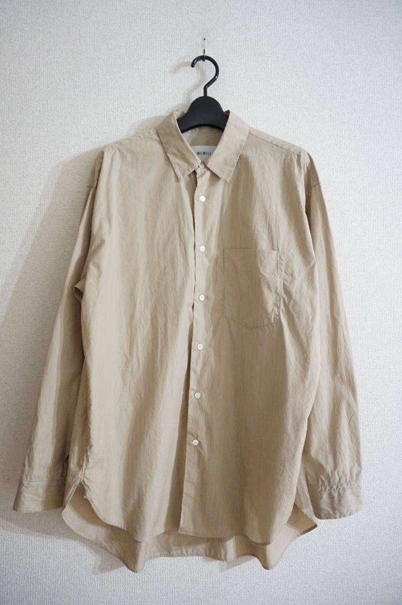 WEWILL 2021SS WELF SHIRT ストライプシャツ オーバーサイズ ベージュ