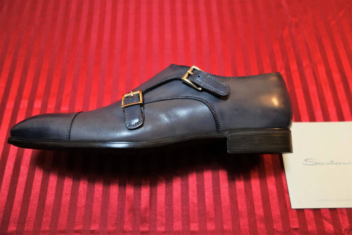 定価10.5万円↑未使用品サントーニ ダブルモンクストラップシューズ US9 UK8(日本サイズ27cm) グレー_画像4