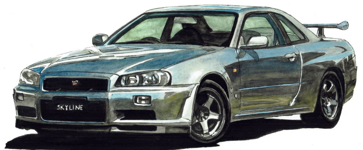 NC-255スカイラインGT-R R34/ケンメリ・NC-256 GT-R R34/RS限定版画300部 直筆サイン有 額装済●作家 平右ヱ門 希望ナンバーをお選び下さい_スカイラインGT-R R34