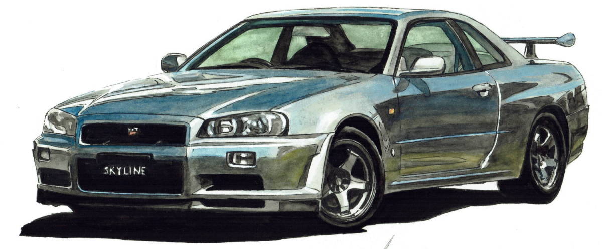 NC-255スカイラインGT-R R34/ケンメリ・NC-256 GT-R R34/RS限定版画300部 直筆サイン有 額装済●作家 平右ヱ門 希望ナンバーをお選び下さい_スカイラインGT-R R34