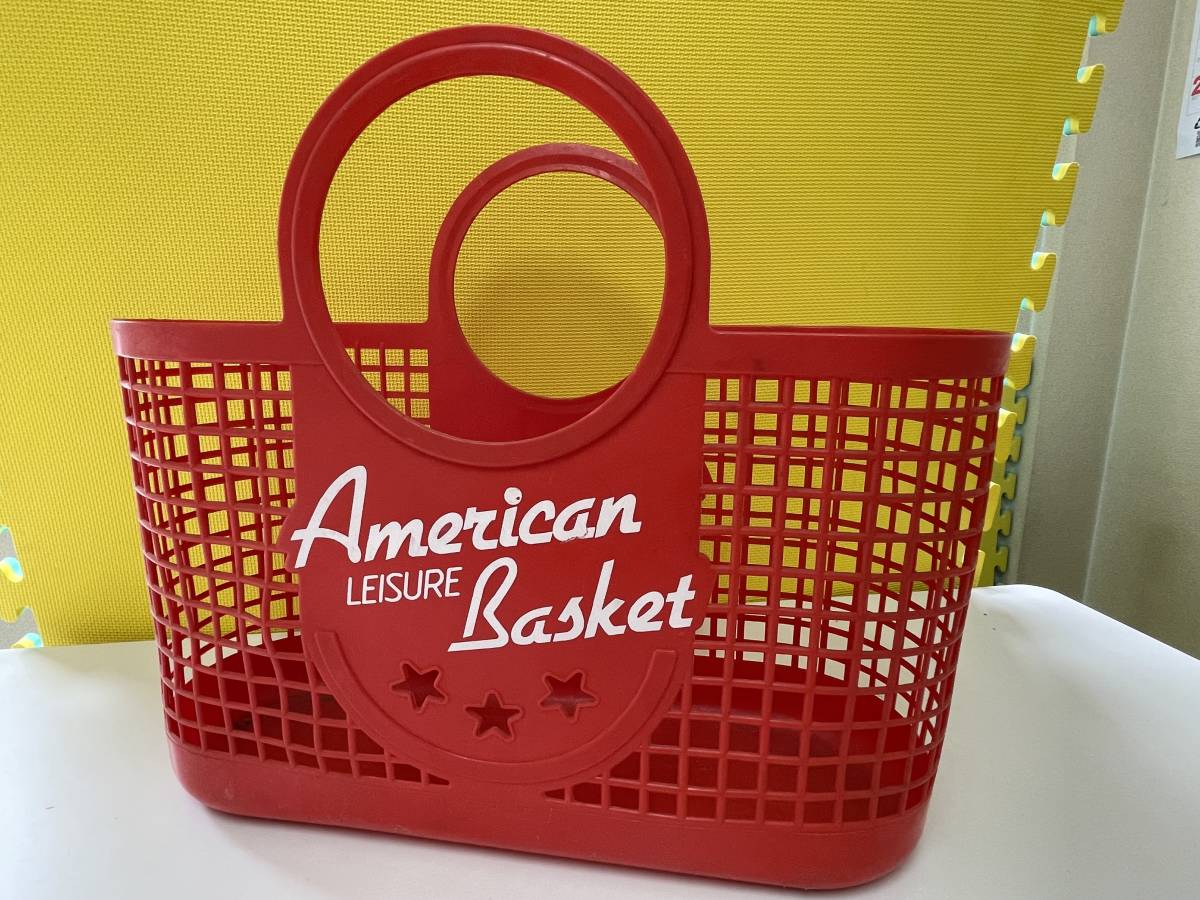◆American basket 古い　買い物カゴ　レトロ　赤　中古◆_画像6