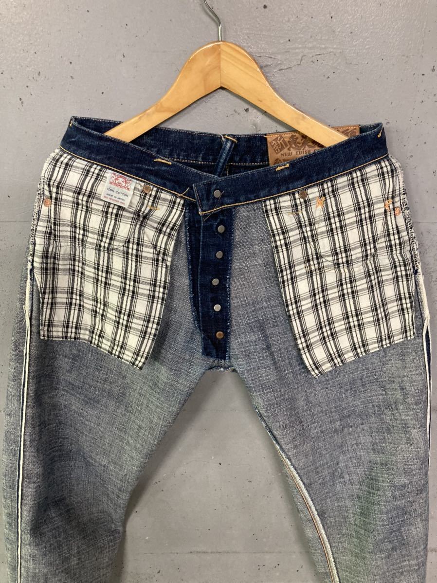 美品 EVISU 縦カモメセルビッチデニム 刺繍ペイントカモメ 日本 美品 EVISU 縦カモメセルビッチデニム 刺繍ペイントカモメ 日本