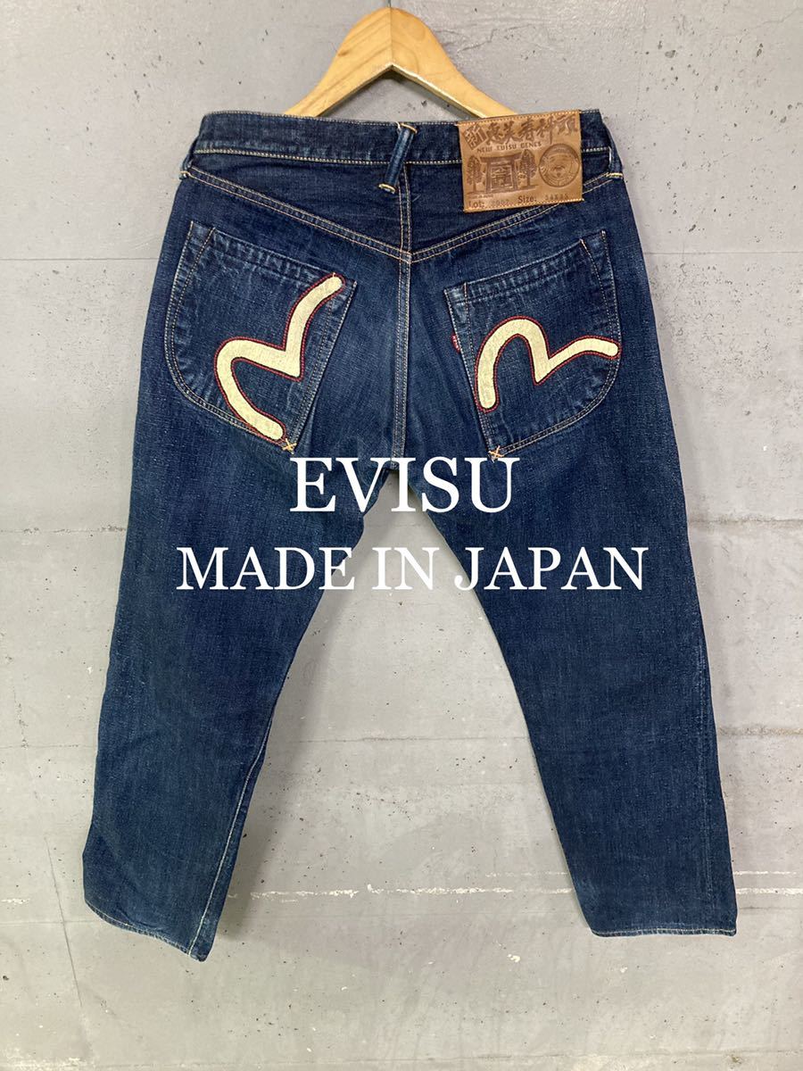 美品！EVISU 縦カモメセルビッチデニム！刺繍ペイントカモメ！日本製！