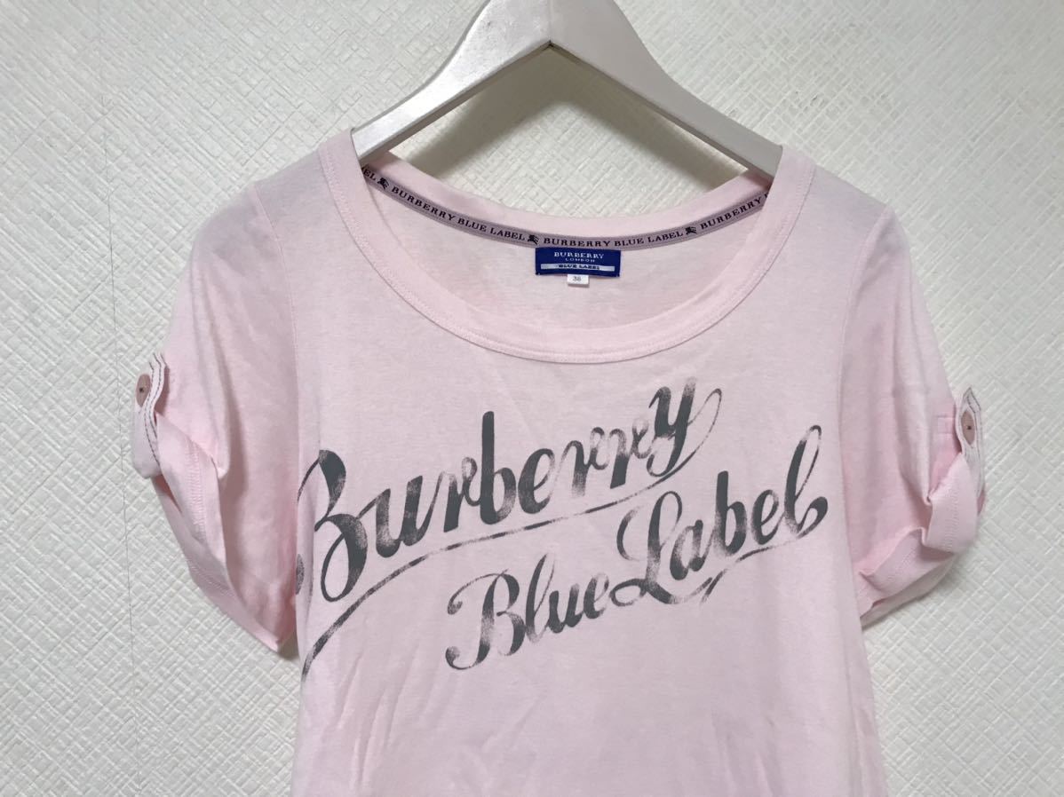 美品本物バーバリーブルーレーベルBURBERRY BLUELABELコットンロゴ半袖