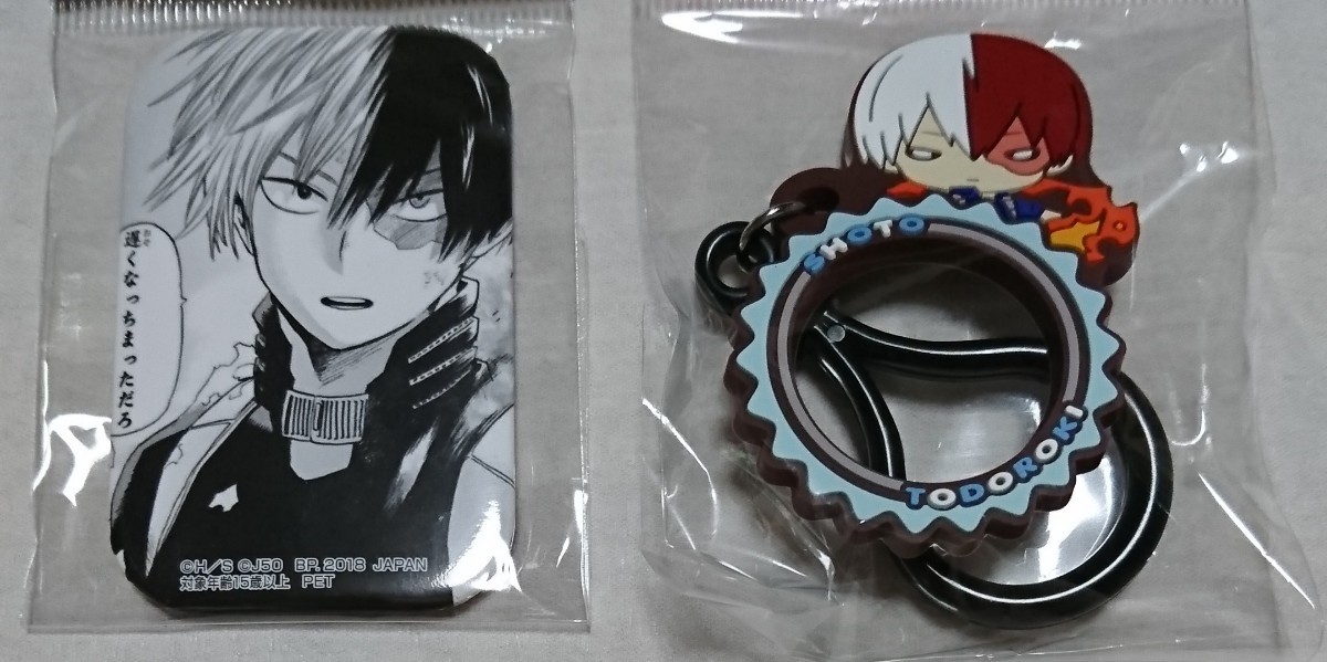 轟焦凍★原作スクエア缶バッジ&ペットボトルホルダー★ジャンプ展限定グッズ★ヒロアカ 僕のヒーローアカデミア ホークス 鬼滅 爆豪