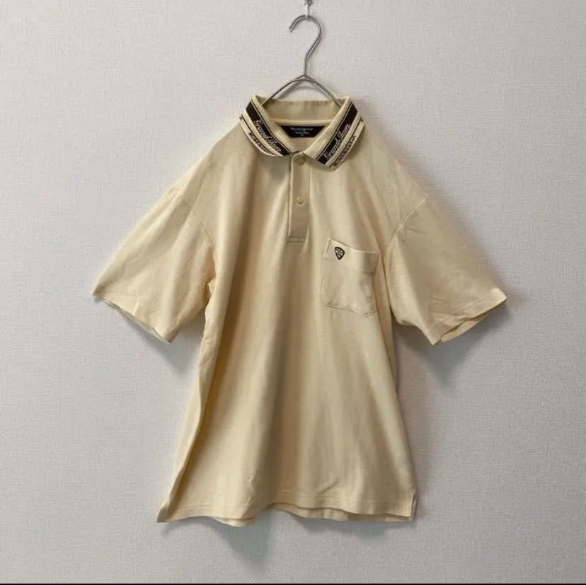 マンシングウェア ゴルフウェア ポロシャツ 襟付き ワンポイントロゴ ベージュ色　Mサイズ　Munsingwear 半袖_画像1