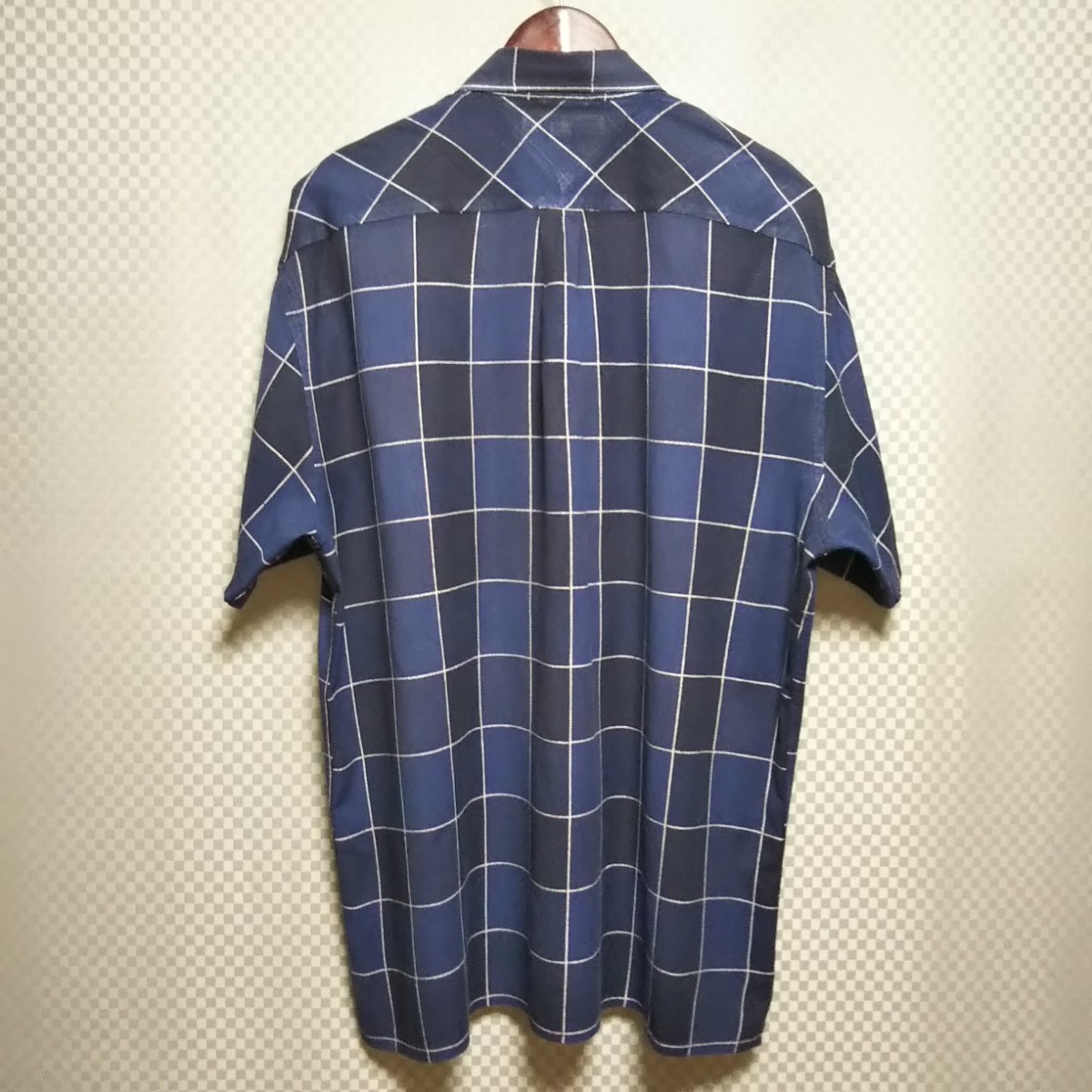 トミーヒルフィガー☆ハーフボタンシャツ 半袖 チェック柄 L マルチカラー