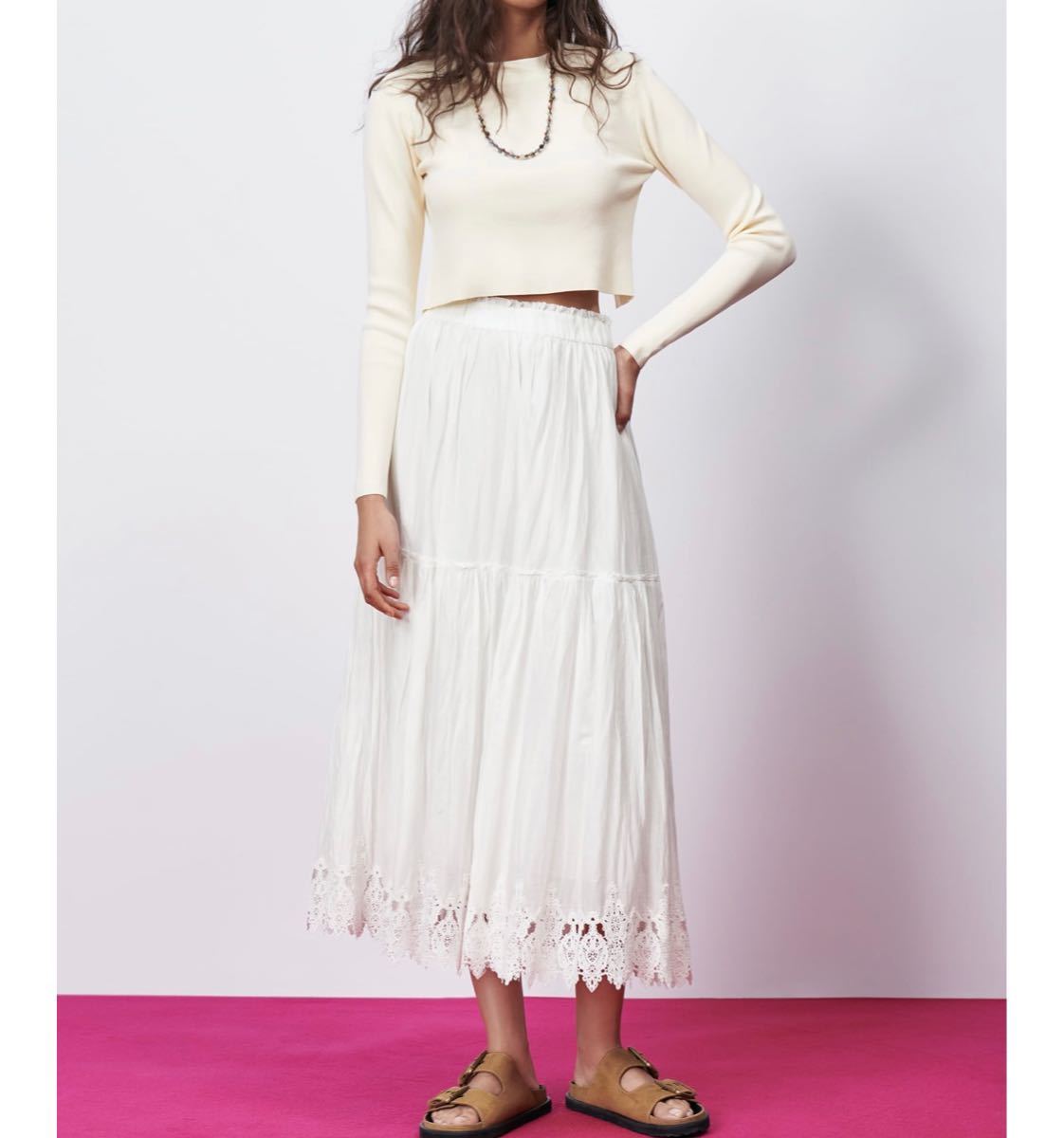 VERY掲載 ZARA 今季完売 クロシェレースロングスカート XS 新品 VERY掲載 ZARA 今季完売 クロシェレースロングスカート XS 新品