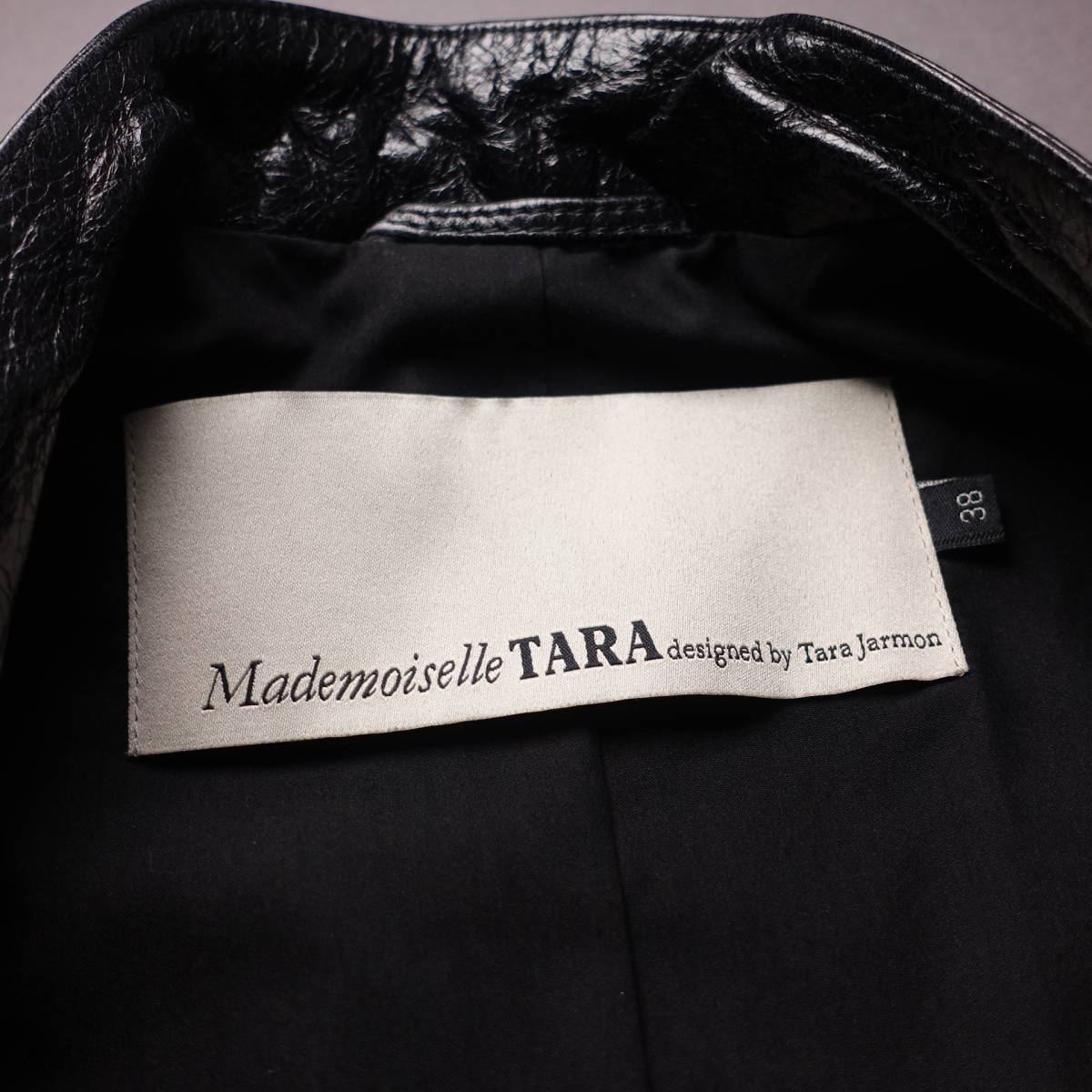 Mademoiselle TARA/designed by Tara Jarmon・タラジャーモン　/38/牛革/レザージャケット/ブラック/黒/M_画像4