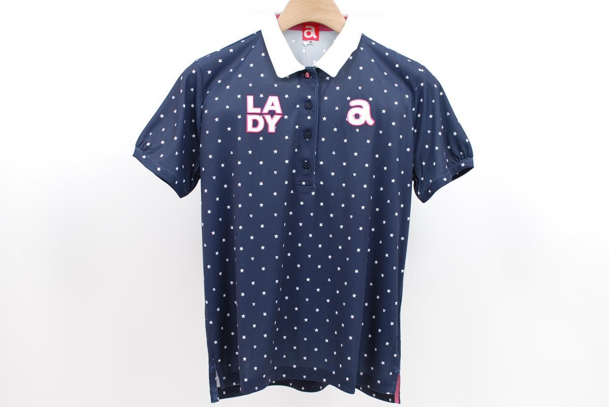 aday☆新品☆アルチビオ☆archivio☆半袖ポロシャツ☆スター☆星柄☆紺