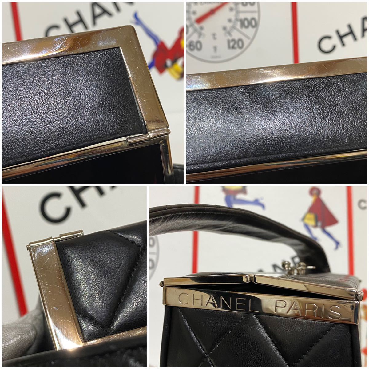 希少 VINTAGE CHANEL ラムスキン バニティバッグ ハンドバッグ 希少 VINTAGE CHANEL ラムスキン バニティバッグ ハンドバッグ