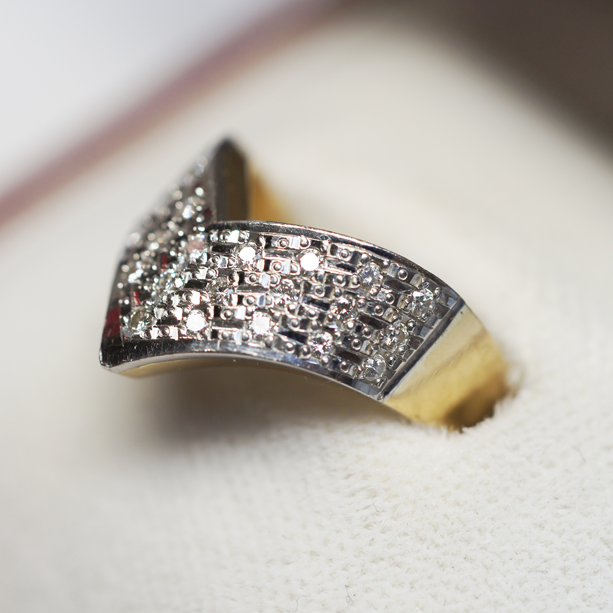K18 pt 900 コンビ 天然 ダイヤモンド ヴィンテージ リング 0.3ct 4.3g レディース アクセサリー 11号 ジュエリー 指輪 750 18K ゴールド