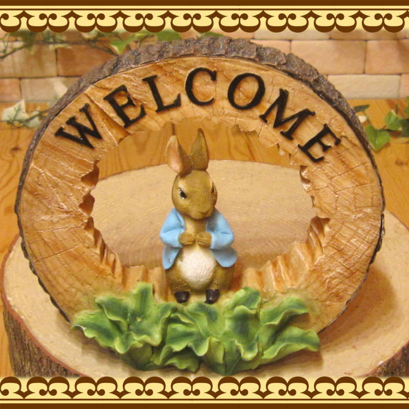 ピーターラビットの置物 ウエルカムサークルスタンド Ｂ（立） うさぎ ウサギ フィギュア オブジェ ガーデン ベランダアートの画像7