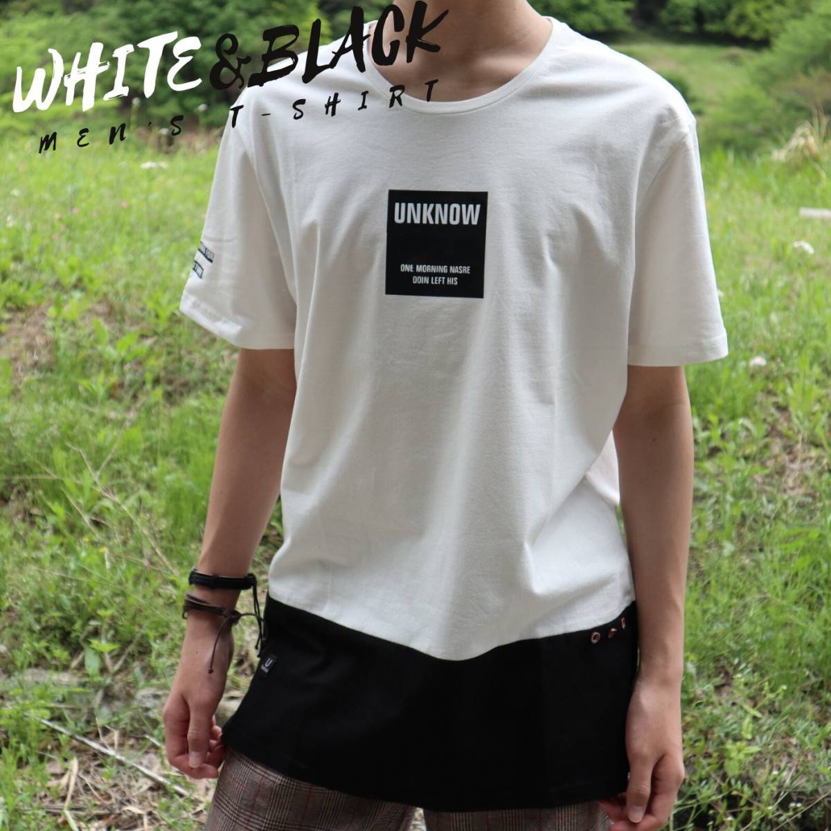 Paypayフリマ 新品 Tシャツ モノクロ メンズ ファッション 半袖 服 夏服 夏 韓国 シンプル検索用 トップスホワイトブラック Nx013 Bk 2xl