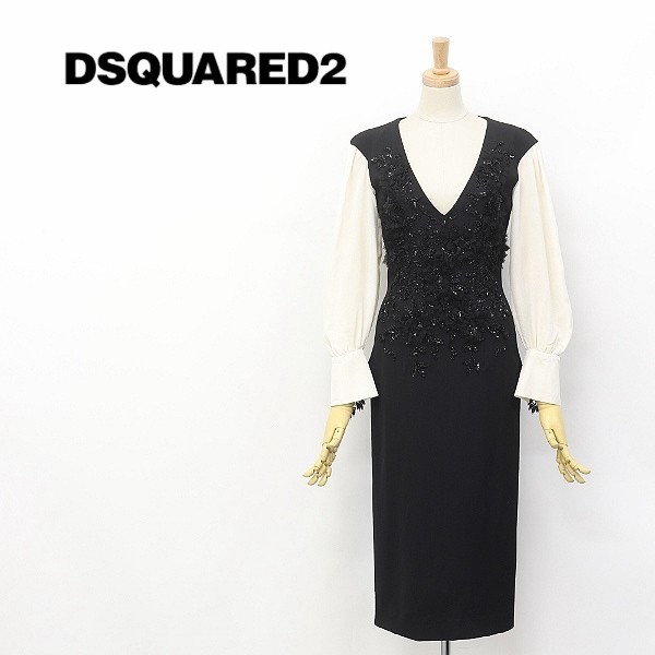 ◇DSQUARED2/ディースクエアード ビーズ レース 刺繍装飾 ブラウス切替