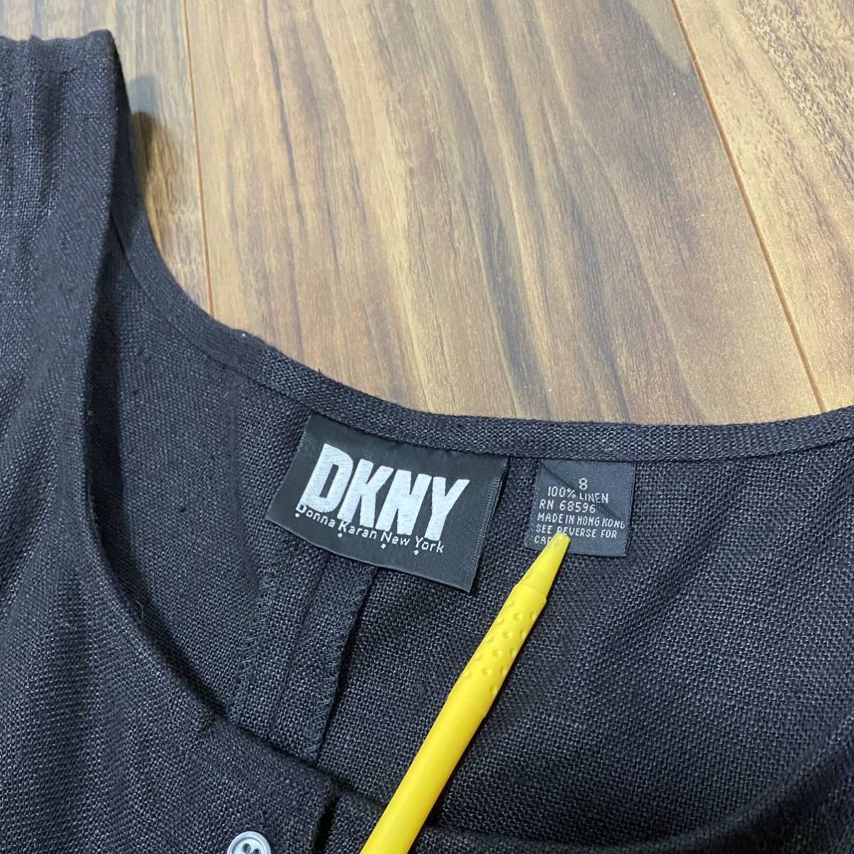 DKNY ダナキャラン ワンピース　ノースリーブ　麻ワンピース　美品　リネン　巻きスカート