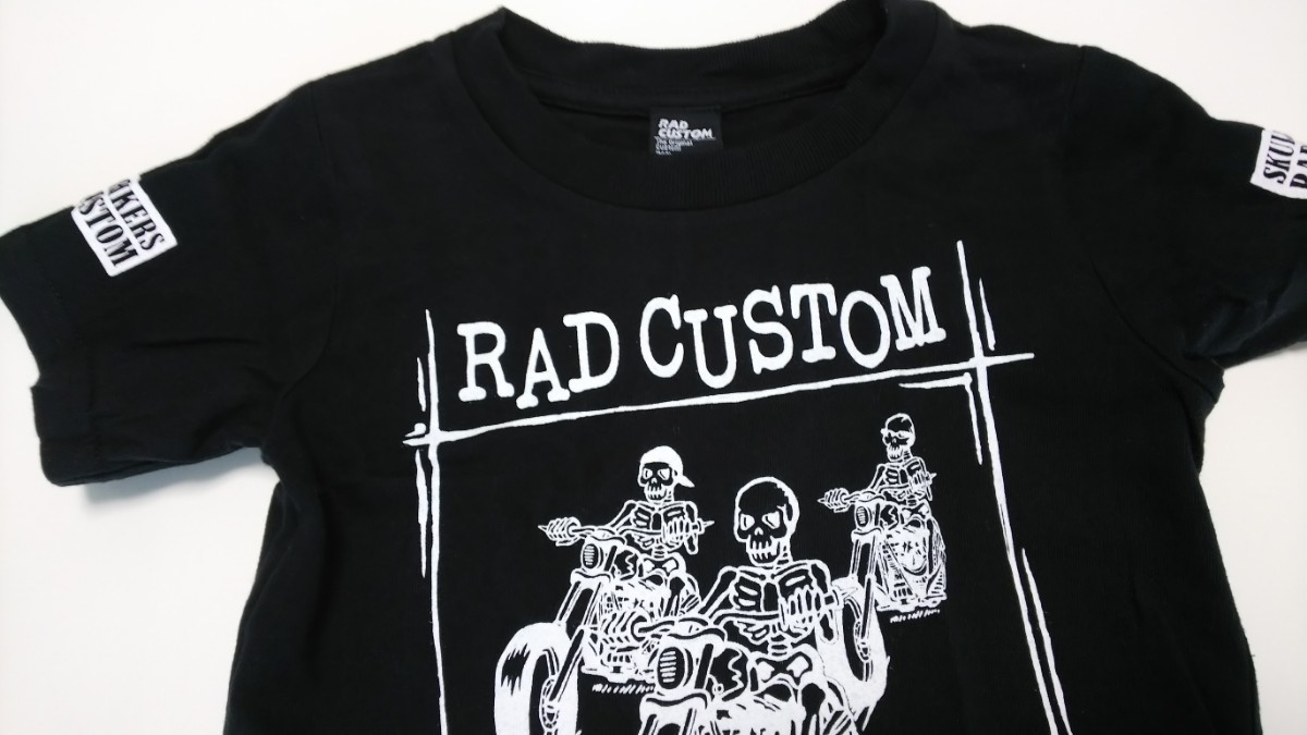 PayPayフリマ｜RAD CUSTOM ラッドカスタム 半袖 Tシャツ ブラック 100センチ スカル 骸骨 バイク