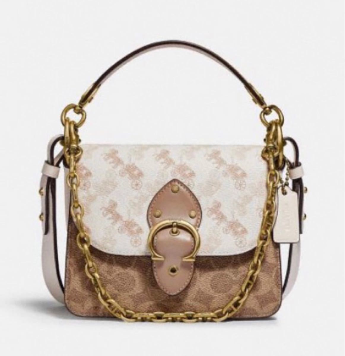 本日限定セールビート ショルダー バッグ 18 ウィズ ホース アンド キャリッジ プリント コーチ COACH